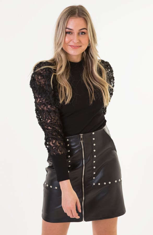 Celine Leren Rok Studs Zwart – shoparchief — foto 2