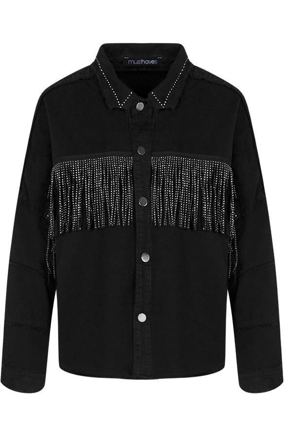 Jess Jacket Oversized Fringe Zwart – shoparchief