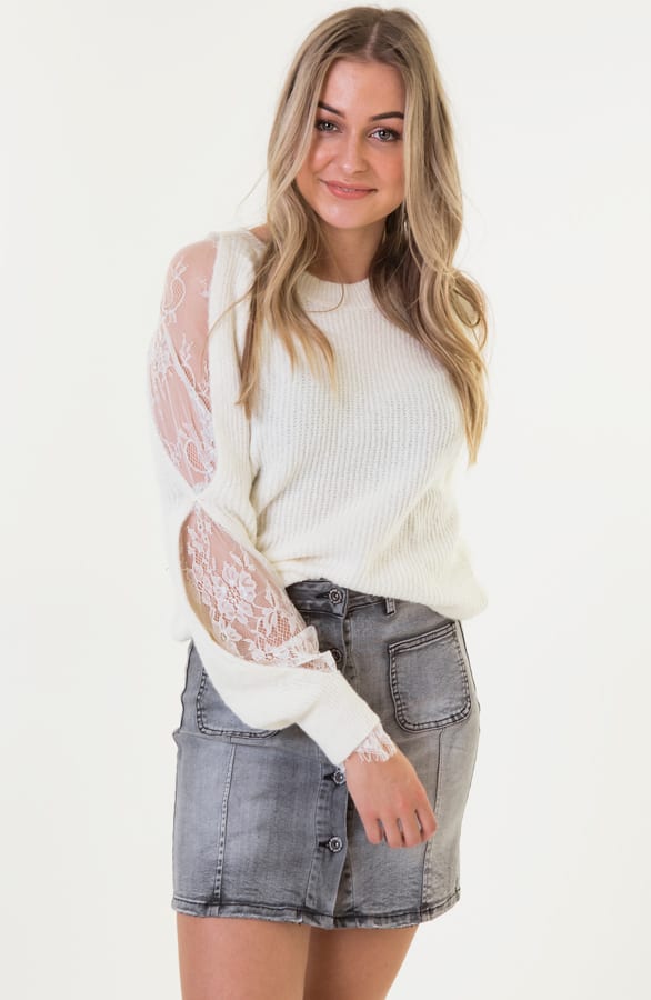 Kimberly Kanten Mouwen Trui Wit – shoparchief — foto 2
