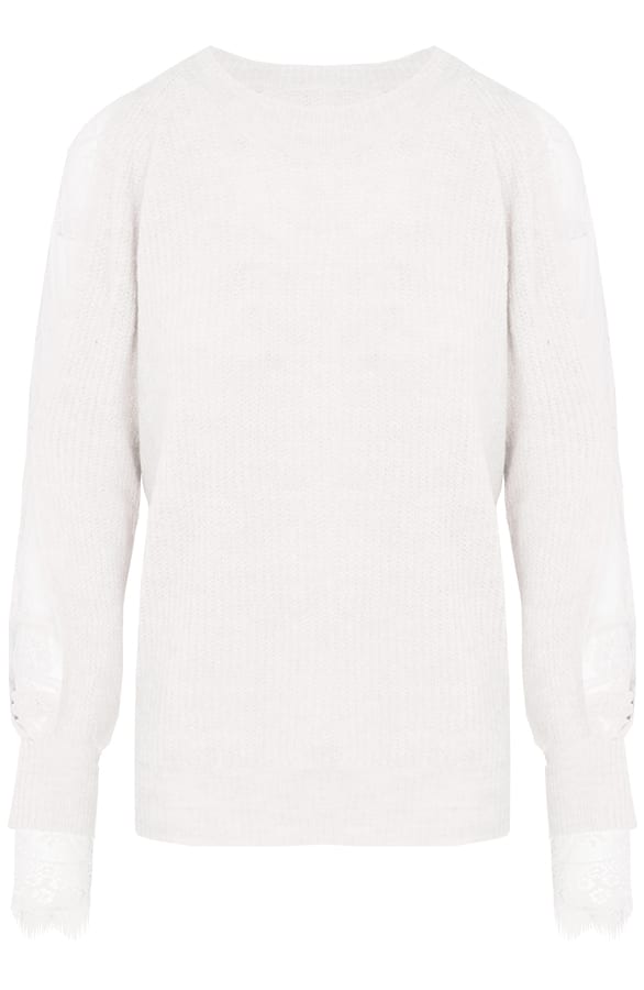 Kimberly Kanten Mouwen Trui Wit – shoparchief