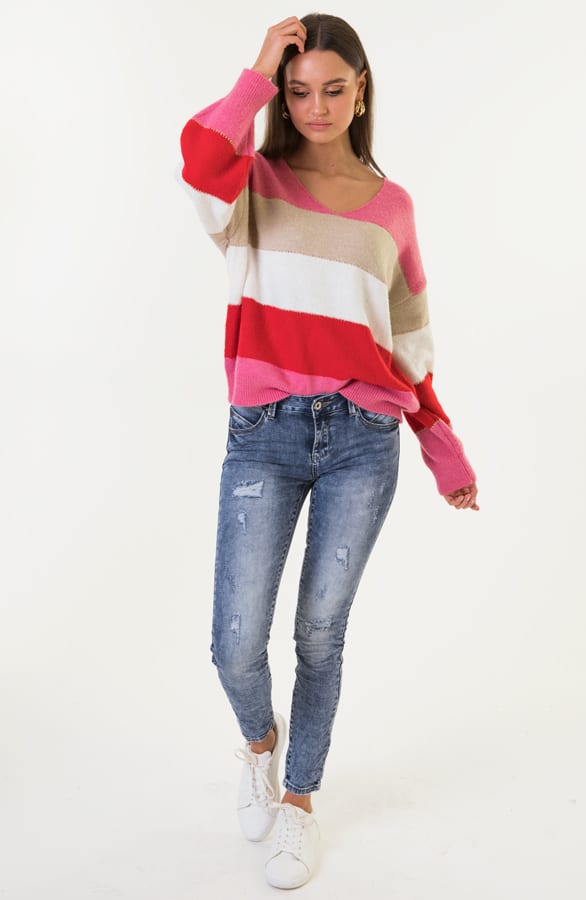 Laura Gestreepte Trui Roze – shoparchief — foto 3