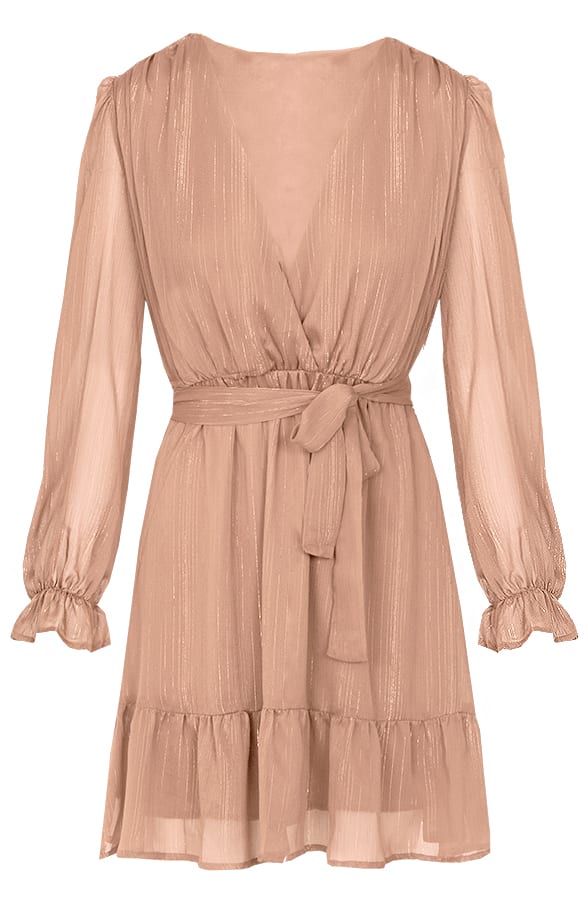 Miranda Omslag Ruches Jurk Camel – shoparchief