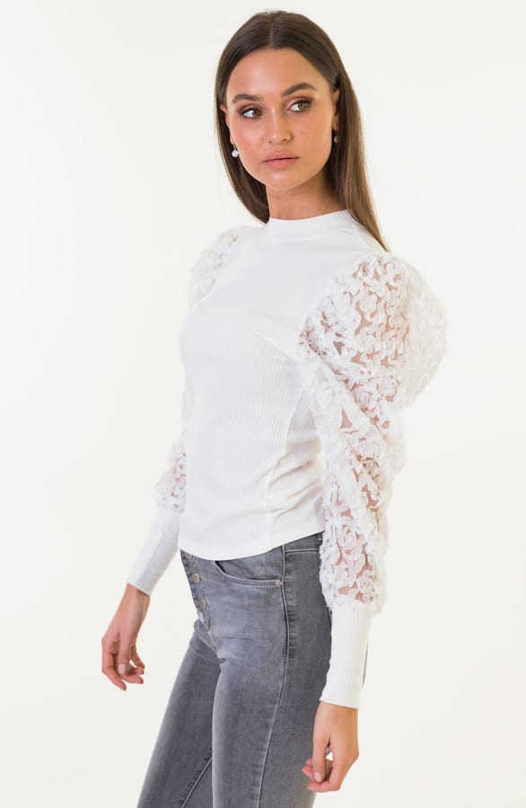 Sabine Trui Bloemen Pofmouwen Wit – shoparchief — foto 2