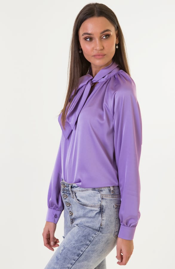 Sofia Zijden Strik Blouse Lila – shoparchief — foto 2