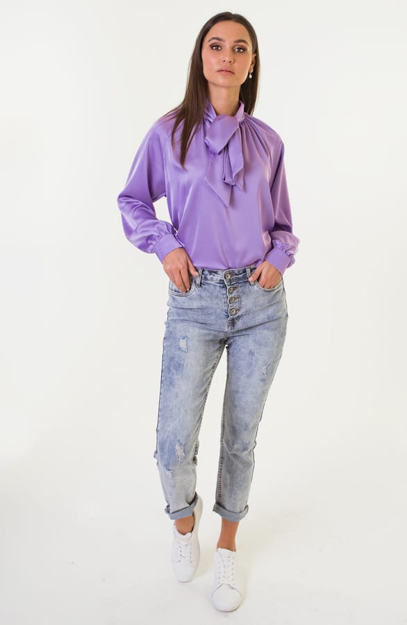 Sofia Zijden Strik Blouse Lila – shoparchief — foto 3