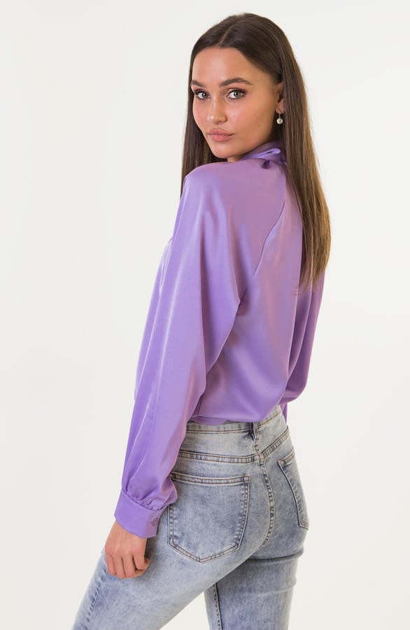 Sofia Zijden Strik Blouse Lila – shoparchief — foto 4