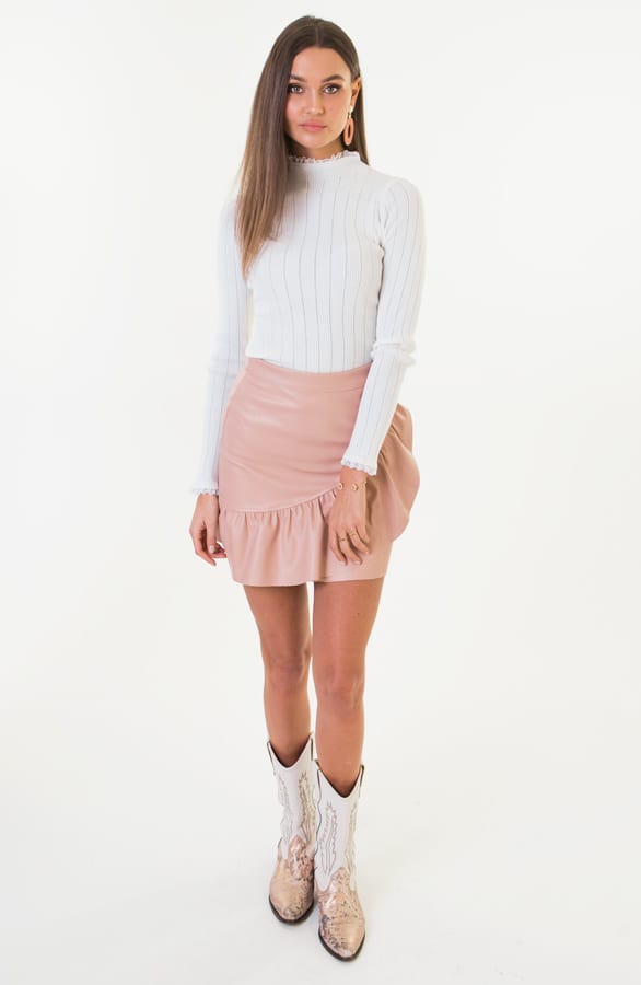 Suzy Leren Ruffle Rok Roze – shoparchief — foto 7