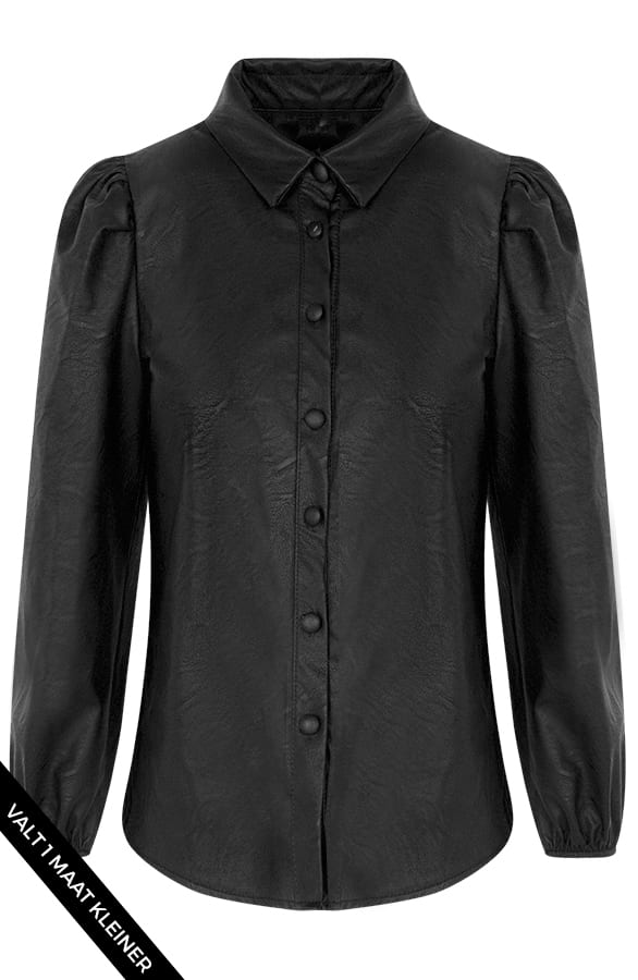 Andie Leren Blouse Zwart β shoparchief