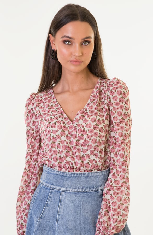 Brigit Bloemen Overslag Blouse Creme – shoparchief — foto 4