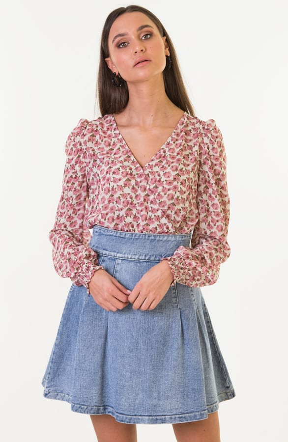 Brigit Bloemen Overslag Blouse Creme – shoparchief — foto 3
