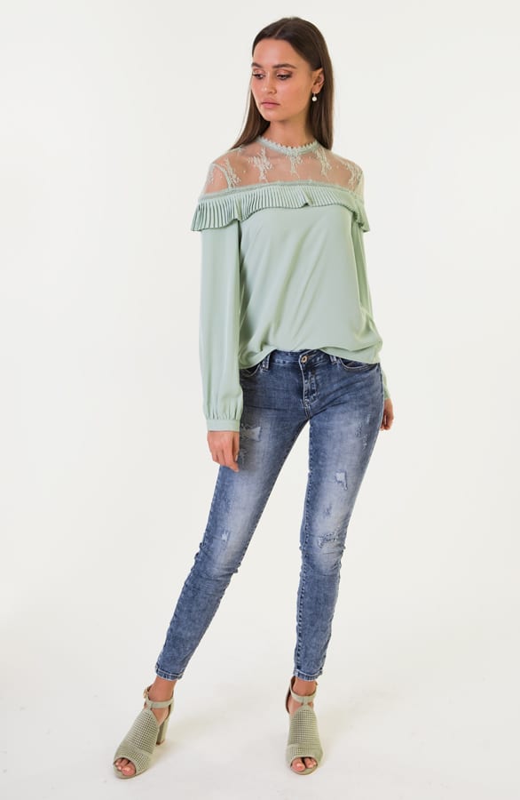 Kanten Blouse Alina Mint – shoparchief — foto 2