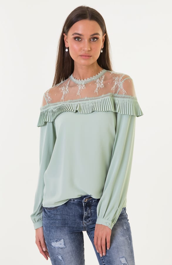 Kanten Blouse Alina Mint – shoparchief