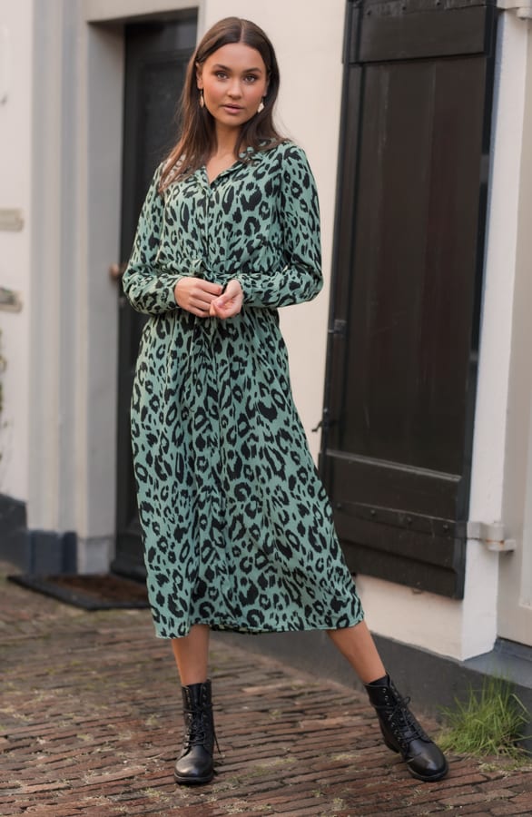 Maxi Jurk Panter Faye Groen – shoparchief — foto 2