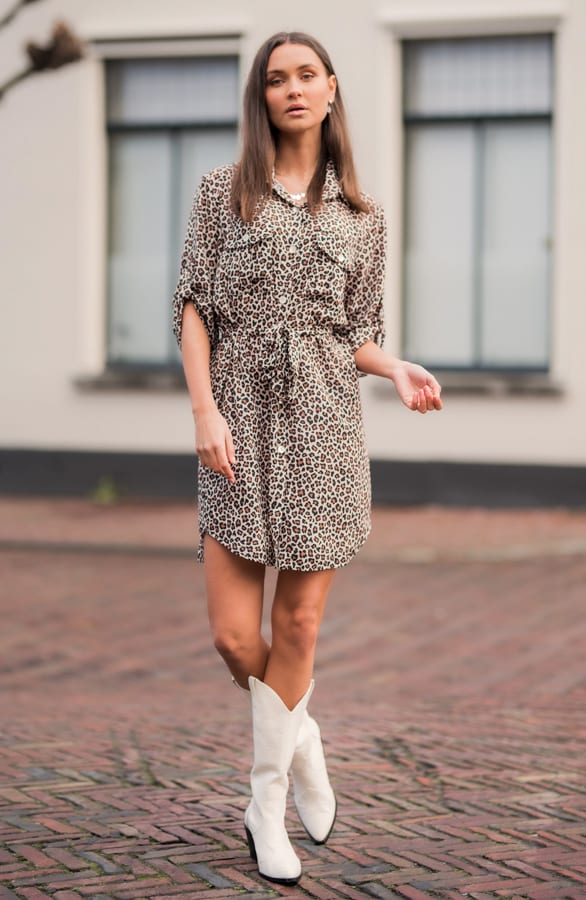 Panter Knopen Jurk Cato Creme – shoparchief — foto 2
