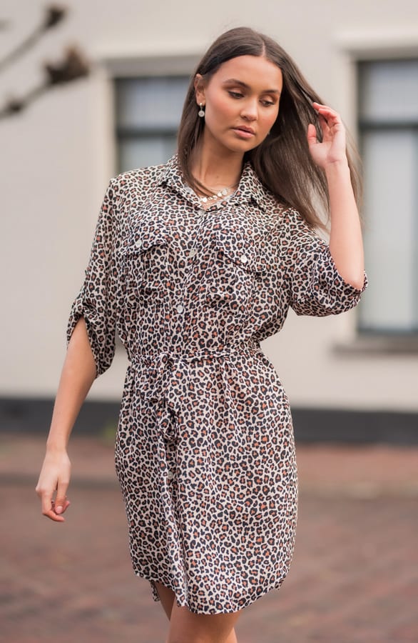 Panter Knopen Jurk Cato Creme – shoparchief — foto 3