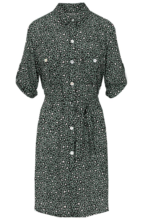 Panter Knopen Jurk Cato Groen – shoparchief