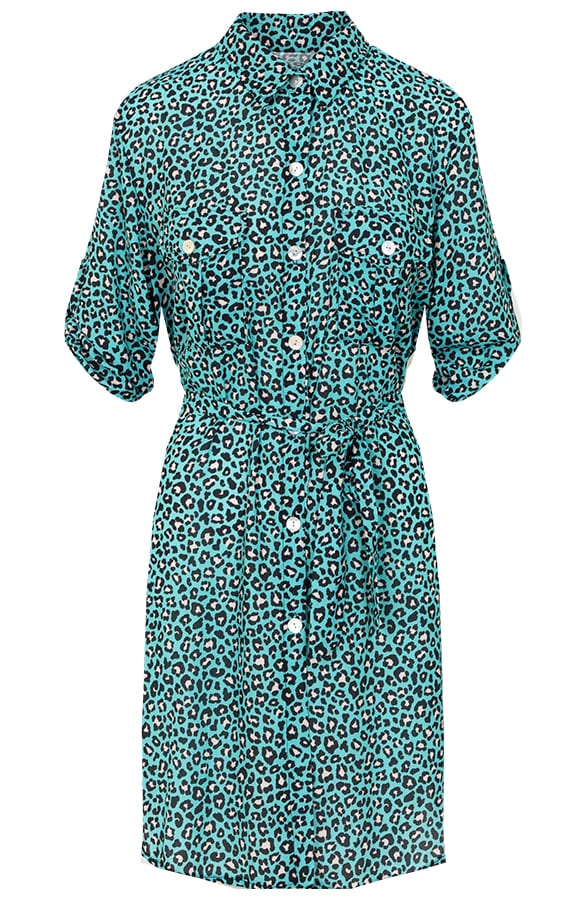 Panter Knopen Jurk Cato Turquoise – shoparchief