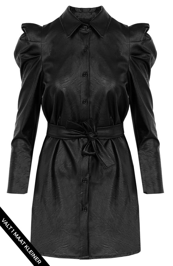 Martha Pofmouwen Leren Jurk – shoparchief