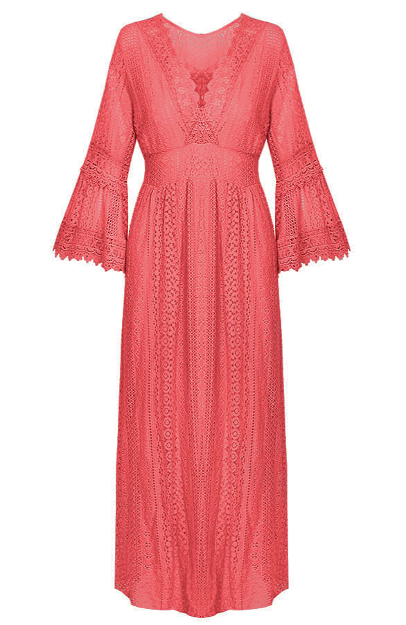 Maxi Kanten Jurk Lise Koraal – shoparchief