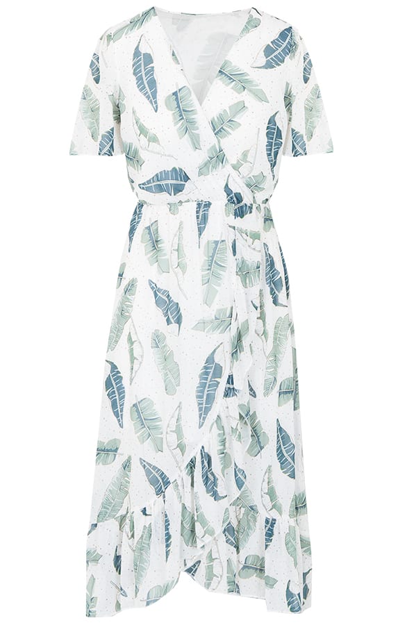Midi Jurk Leaves Alina Wit – shoparchief