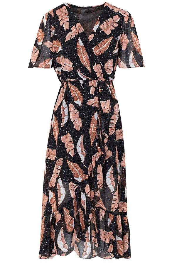 Midi Jurk Leaves Alina Zwart – shoparchief