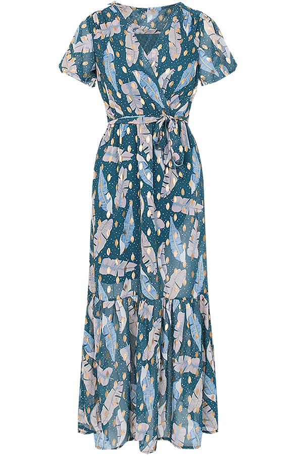 Midi Leaves Dress Lea Turquoise – shoparchief