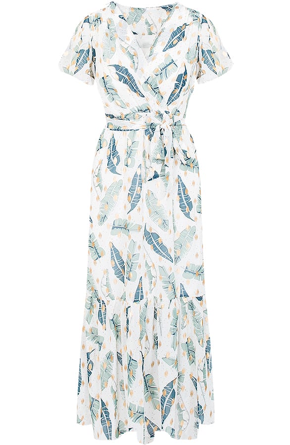 Midi Leaves Jurk Lea Wit – shoparchief