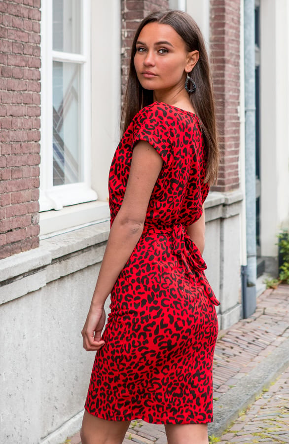 Noa Leopard Strikjurk Rood – shoparchief — foto 6