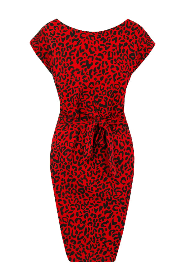 Noa Leopard Strikjurk Rood – shoparchief