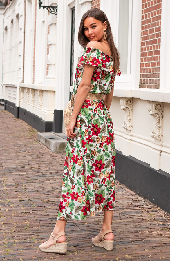 Off Shoulder Jurk Linde Creme – shoparchief — foto 3