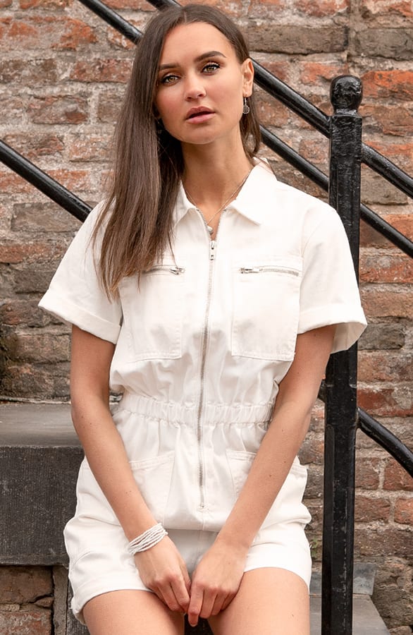 Spijker Playsuit Jailyn Wit – shoparchief