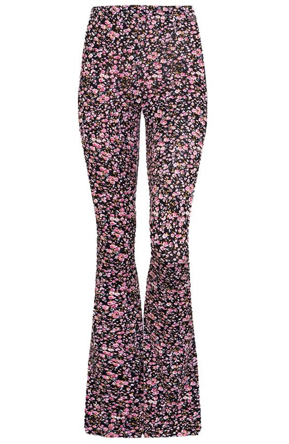 Janine Flared Broek Bloemen Zwart – shoparchief
