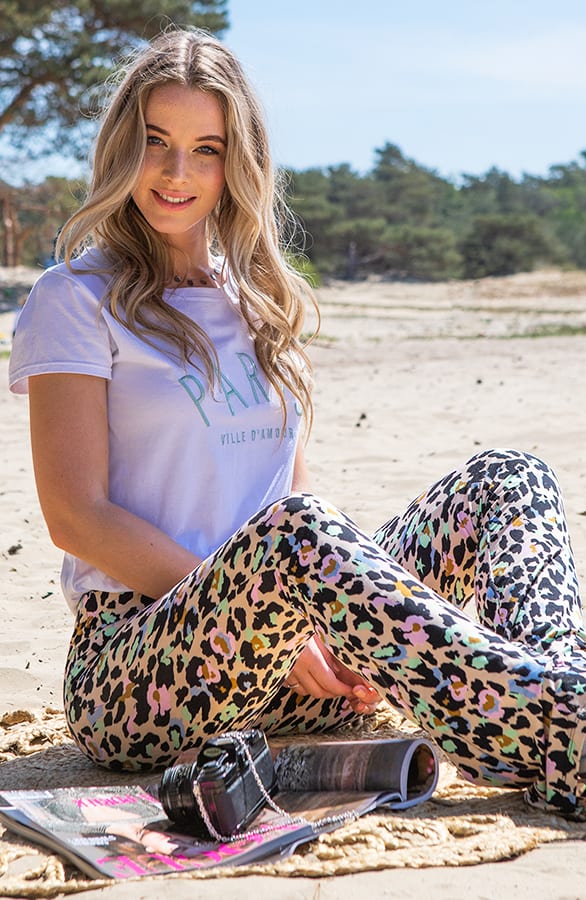 Janine Flared Broek Cheetah Pastel – shoparchief — foto 7