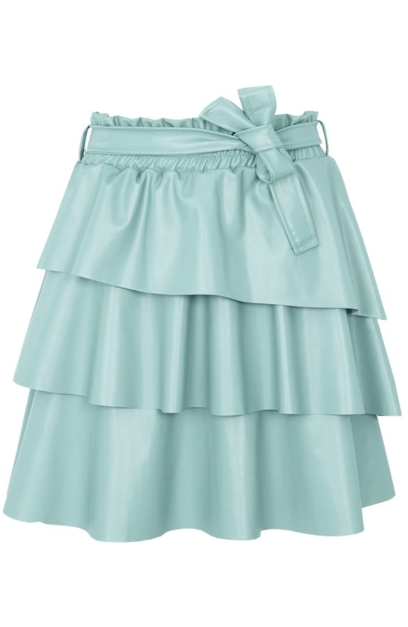 Jolie Leren Ruffle Rok Mint – shoparchief