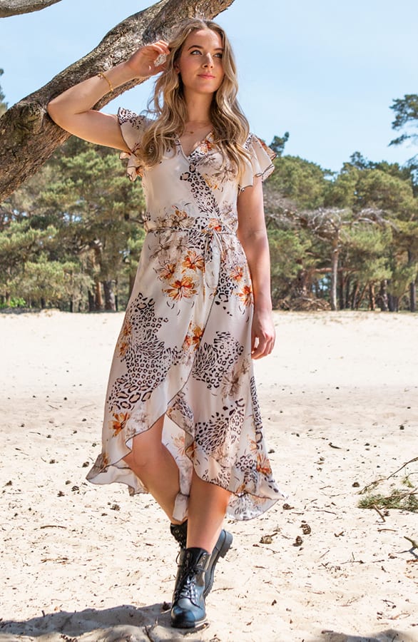 Midi Jurk Bloemenprint Indy Creme – shoparchief — foto 2