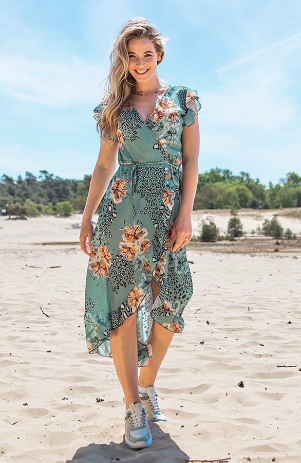 Midi Jurk Bloemenprint Indy Mint – shoparchief — foto 2