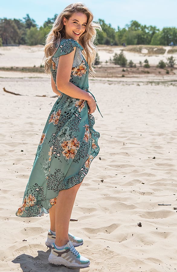 Midi Jurk Bloemenprint Indy Mint – shoparchief