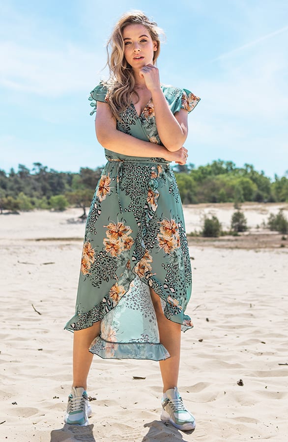 Midi Jurk Bloemenprint Indy Mint – shoparchief — foto 3