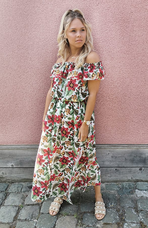 Off Shoulder Jurk Linde Creme – shoparchief — foto 2