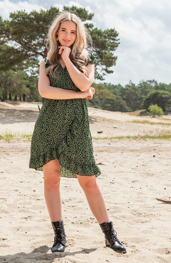 Cheetah Jurk Zara Legergroen – shoparchief — foto 4