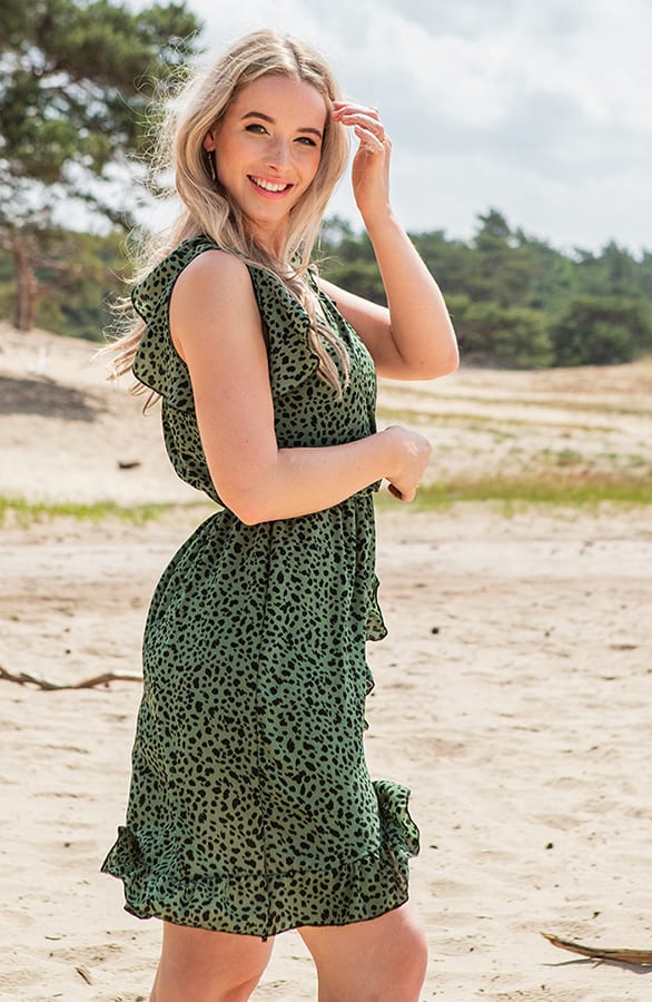 Cheetah Jurk Zara Legergroen – shoparchief — foto 3