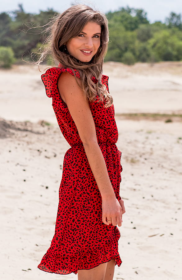 Cheetah Jurk Zara Rood – shoparchief — foto 3