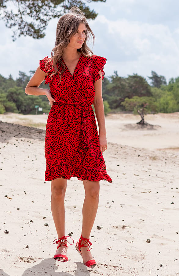 Cheetah Jurk Zara Rood – shoparchief — foto 2