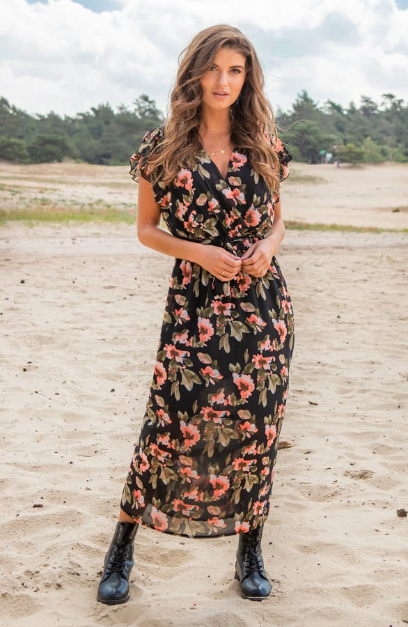 Maxi Jurk Bloemenprint Zwart – shoparchief — foto 3