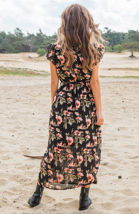 Maxi Jurk Bloemenprint Zwart – shoparchief — foto 2