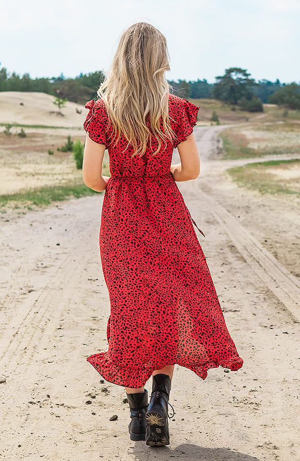 Midi Jurk Cheetah Jenny Rood – shoparchief — foto 3