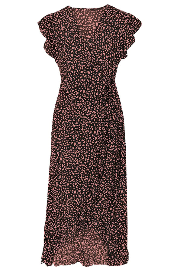 Midi Jurk Cheetah Jenny Zwart Koraal – shoparchief — foto 6