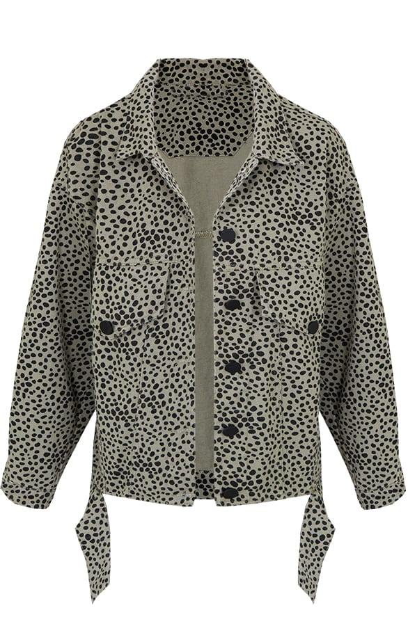 Tara Cheetah Jacket Army – shoparchief
