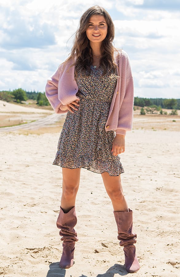 Gebreid Knopen Vest Riley Roze – shoparchief