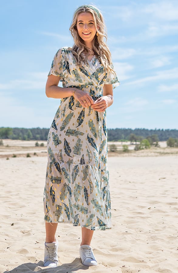 Midi Leaves Jurk Lea Wit – shoparchief — foto 3